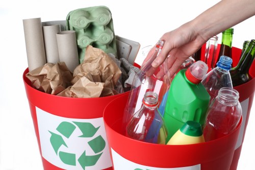 Recycling bins collected during waste collection in North London